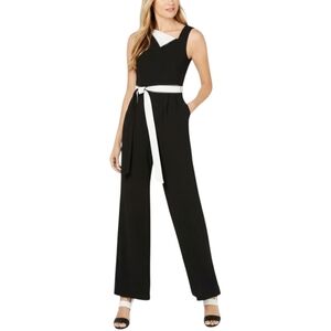 Calvin Klein Jumpsuit Event Career Y2K Womens 8 Office Tailored Monochrome Black